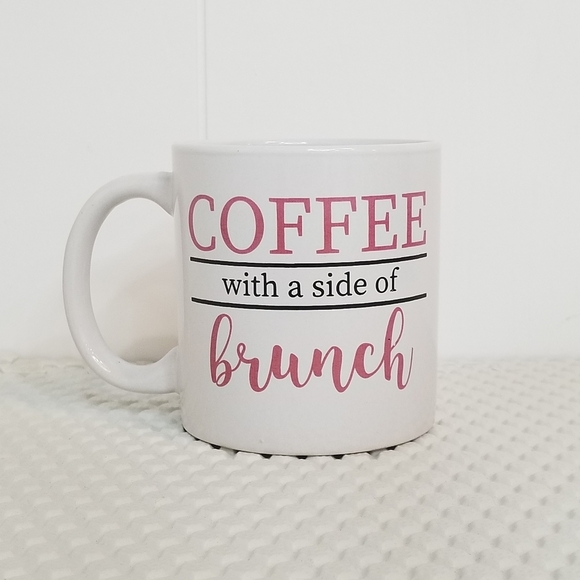 NEW Coffee with a Side of Brunch Mug – Pink & White Ceramic Cup - NWT - Picture 2 of 5